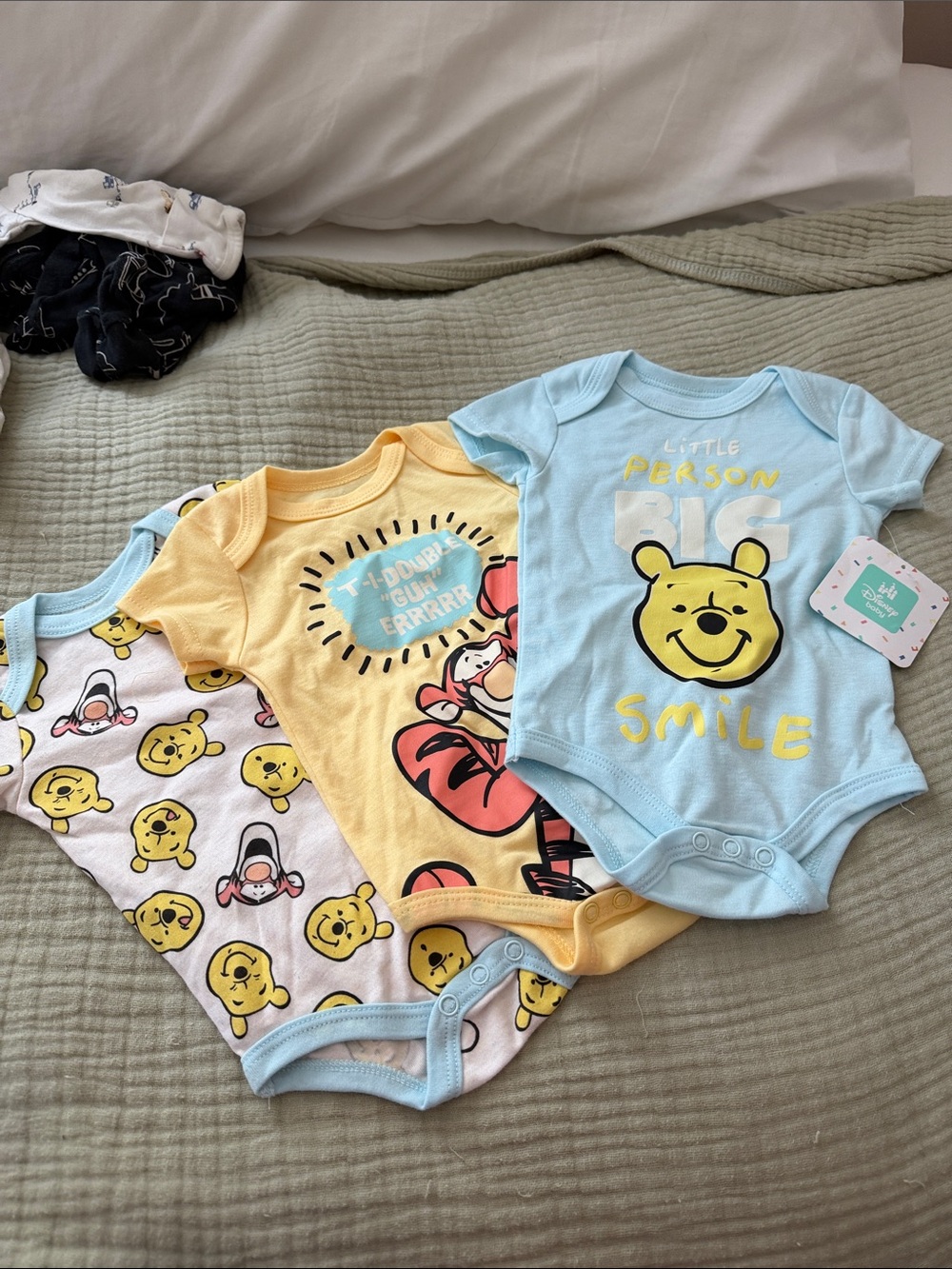 Disney Baby Winnie the Pooh Blue and Yellow One-Piece Bodysuits